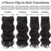Stamped Glorious Long Wavy Clip in Hair Extensions - 4pcs Synthetic Hairpieces for Effortless and Damage-Free Hair Enhancement (3-Dark Brown, 20 inches)