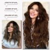 NAYOO 4PCS Clip in Hair Extensions - Chestnut Brown 20 Inch, Synthetic Fiber, Full Head of Long Wavy Curly Hairpieces