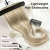 Clip in Hair Extension - 7PCS Bleach Blonde, 20 Inch Long Straight Layered Hair Extensions with Invisible Lace Weft for Women