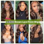 LAINSS Chocolate Brown Body Wave Lace Front Wig - Embrace Elegance with 4# Colored Glamour