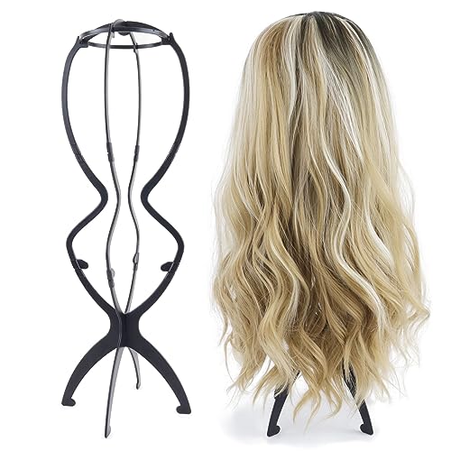 Set of 2 Portable 19.7" Tall Wig Stands - Collapsible High Holders for Long Wig Storage and Elegant Display