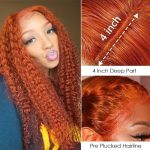 Hair Wear Go Glueless Wigs for beginners Orange Ginger Curly Human Hair Wig Pre Plucked