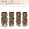FESHFEN Brunette Mixed Ash Blonde Clip-in Hair Extensions - 4 PCS 20 Inch Full Head Synthetic Hairpieces for Instant Volume and Elegance