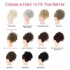 Hairstyle with a Light Smoky Brown Curly Hair Bun - Easy-to-Use Synthetic Ponytail Extension for Instant Elegance