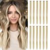 12 Pcs Colored Clip In Hair Extensions in Beige