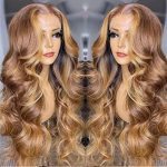 Radiant Honey Blonde Elegance: UNICE 4x4 Lace Closure Body Wave Wig with Highlight Brown Frontal - Effortless Glamour, Natural Beauty