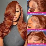 200 Density 13x6 Reddish Brown Lace Front Wigs - HD Transparent Body Wave Human Hair for a Natural Glam Look