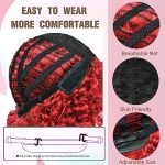 5" Red Burgundy Afro Curly Synthetic Wigs - Natural-Looking Curls with Bangs - Complete Set with 1 Wig Comb and 4pcs Wig Caps