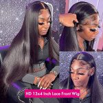 13x4 Straight HD Lace Front Wigs Human Hair - Pre Plucked, 10A 180 Density, Natural Black Color, Transparent Lace Frontal Wigs for Black Women (24 inch)