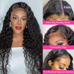 HD Transparent Lace Front Water Wave Wig - 180% Density Brazilian Virgin Human Hair (18 Inch)
