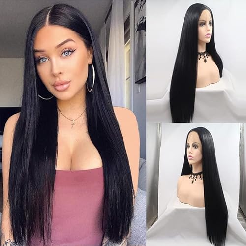 Xiweiya's Silky Straight Lace Front Wig - Long, Thick, and Natural 1B# Black Beauty