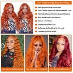 22-Inch Ginger Orange Body Wave Lace Front Wig - 350# Color, Pre-Plucked and Breathable HD Lace for an Effortlessly Chic Look