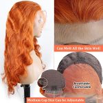 20-Inch Ginger Orange Body Wave Lace Front Wig - 10A Brazilian Human Hair for Vibrant and Trendy Looks