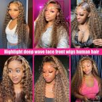 26 Inch Honey Blonde Highlight Ombre Lace Front Wig: Dive into Glamour with 13x4 Deep Wave HD Lace Frontal, Pre Plucked, and 180% Density Curly Human Hair Magic