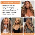 Honey Blonde Highlight Ombre Lace Front Wig - 24 Inches of Glamour and Versatility