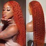 Radiant Ginger Orange Deep Wave Lace Front Wig - 100% Brazilian Human Hair, Pre-Plucked, 13x4 Transparent Lace, Colored, 180% Density (26 Inch) 🍊💇‍♀️