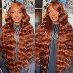 200 Density 13x6 Reddish Brown Lace Front Wigs - HD Transparent Body Wave Human Hair for a Natural Glam Look