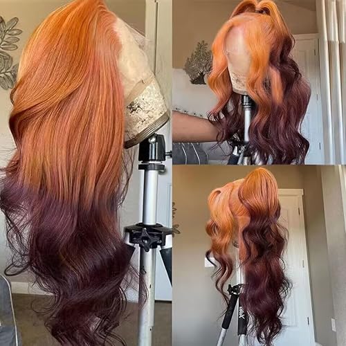 Ginger Purple Ombre Lace Front Wig Human Hair 13x4 Body Wave - Two Tones Glueless Wig for a Vibrant Style Statement