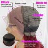 Moshe 99J Wine Red Lace Front Wig - 13x4 Pre-Plucked Bob Wig in HD Lace, 180% Density, and Natural Hairline