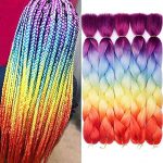Vibrant Rainbow Ombre Braiding Hair - 5Pcs Set for Bold and Colorful Twists