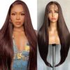 OKU 13x4 Brown Lace Front Wigs - Achieve Effortless Glamour with 32 Inch Long Straight Wigs, Free Parting and HD Transparent Lace for Women and Girls