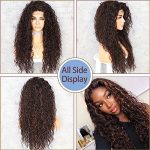 Curly Synthetic Lace Front Wigs Kinky Curly Mix Brown Wig for Black Women Kanekalon Heat Resistant Hair Party Daily Makeup Wigs 26inch