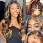 Honey Blonde Highlight Ombre Lace Front Wig - 24 Inches