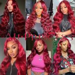 220% Density 99J Burgundy Lace Front Wig - 26 Inch HD Lace Body Wave for a Mesmerizing Wine Red Transformation