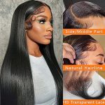 AIGOLQUEEN's 26-Inch Straight Lace Front Wig - 13x4 HD Transparent Lace, Pre-Plucked, 180% Density, Natural Black Beauty!