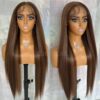 30-Inch Brown Straight Synthetic Lace Front Wig - Highlighted Elegance for Black Women 🌟💁‍♀️