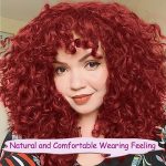 5" Red Burgundy Afro Curly Synthetic Wigs - Natural-Looking Curls with Bangs - Complete Set with 1 Wig Comb and 4pcs Wig Caps