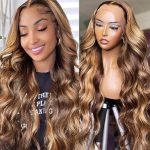Honey Blonde Highlight Ombre Lace Front Wig - 24 Inches of Glamour and Versatility