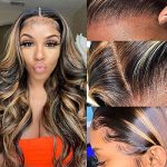 Radiant Balayage Beauty: Black Brown Highlight Ombre Lace Front Wig – Body Wave Brilliance (16 Inch)