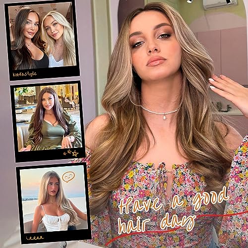 KooKaStyle Premium 20-Inch Clip-In Hair Extensions for Effortless 90s Blowout Styles - Dirty Blonde Mixed Bleach Blonde Upgrade