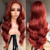 24-inch Reddish Brown Glueless Lace Front Wig - Human Hair Feel