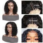 BEULADY 4x4x1 Curly Bob Wig - Pre Plucked Human Hair Lace Closure, 12 Inch for Effortless Chic Styles