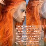 20-Inch Ginger Orange Body Wave Lace Front Wig - 10A Brazilian Human Hair for Vibrant and Trendy Looks