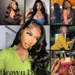 Body Wave Lace Front Wig - Pre Plucked, Synthetic Bombshell Wig in Natural Black, 24 Inches