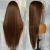 30-Inch Brown Straight Synthetic Lace Front Wig - Highlighted Elegance for Black Women 🌟💁‍♀️
