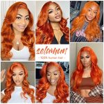 28 Inch Ginger Lace Front Wigs Human Hair Pre Plucked - Body Wave HD Orange Lace Frontal Human Hair Colored Wig