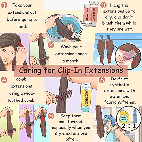 Sué Exquisite 4PCS Clip-in Hair Extensions - Transform Your Look with 20-inch Platinum Blonde & Golden Brown Glam Waves