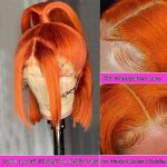 13X4 Colored #350 Ginger Orange Glueless Bob Wig Human Hair HD Transparent Frontal Lace Wig Short
