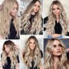 Blonde Hair Extensions - 3pcs Synthetic Full Head Invisible Wavy Clip Extensions 260g (Ash Blonde mixed Bleach Blonde)