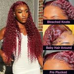 99J Wear and Go Glueless Wig - Burgundy Deep Wave Lace Front Wigs for Effortless Elegance