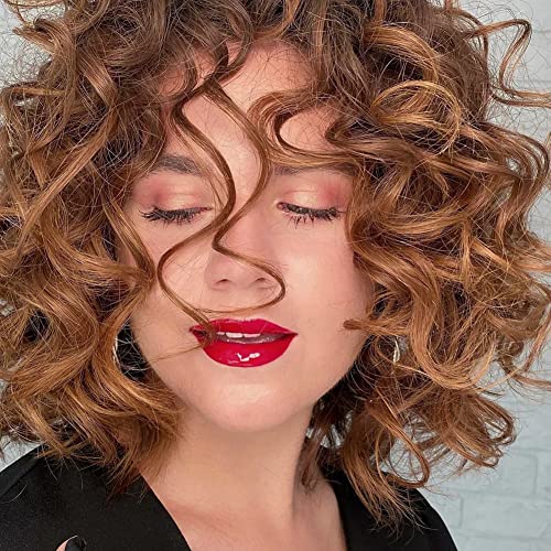 Playful Elegance with Dai Cloud Short Afro Kinky Curly Wigs - Soft Brown, Big Curly Wig with Bangs