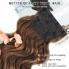 SHUOPUS Chocolate Brown Hair Extensions - 24 Inches of Clip-In Luxury for a Stunning, Long Wavy Look