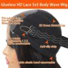 CLYDANX 26 Inch Body Wave Glueless Wigs - 5x5 HD Lace Closure, Pre-Plucked and Pre-Cut for Quick, Beginner-Friendly Wear