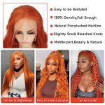 Vodari Ginger Lace Front Wigs Human Hair -180% Density Transparent HD Lace Front Wigs Human Hair, 13x4 Body Wave Lace Front Wigs Human Hair Pre Plucked with Baby Hair