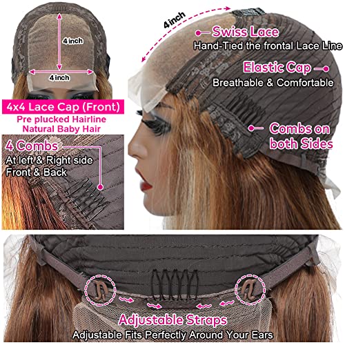Radiant Waves: 18 Inch 4/27 Honey Blonde Ombre Highlight Lace Front Wig - Unleash Your Glamorous Glow