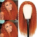Hair Wear Go Glueless Wigs for beginners Orange Ginger Curly Human Hair Wig Pre Plucked